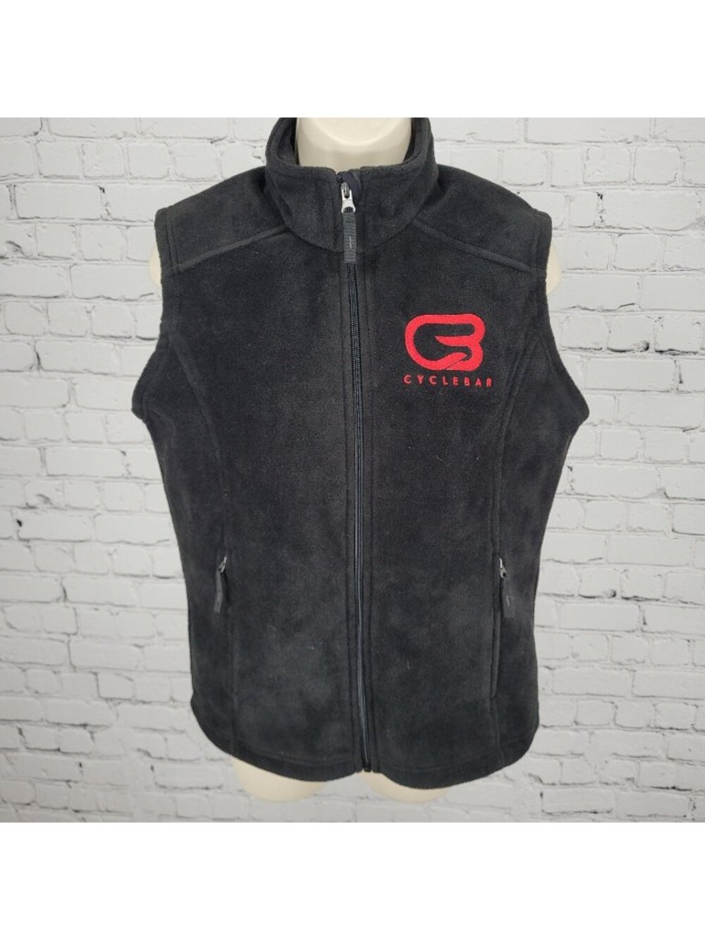 NWT Cyclebar Core365 Black Soft Fleece Full Zip Zipped Pockets Vest Size Small S